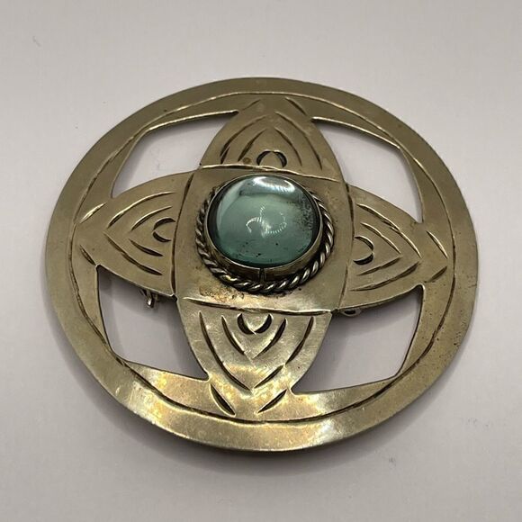 Vintage brooch medallion made in Mexico alpaca - Picture 9 of 11